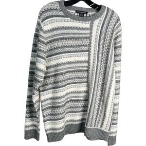 French Connection Graphic Fair isle Wool Blend Striped Sweater Size Large NWT